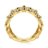 14K Yellow Gold Bujukan Multi Row Diamond Wide Band Ring - 0.5 ct
