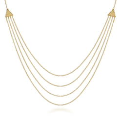 14K Yellow Gold Bujukan Multi Row Swag Necklace