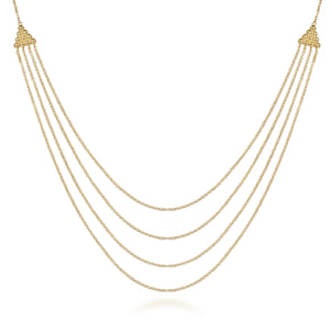 14K Yellow Gold Bujukan Multi Row Swag Necklace