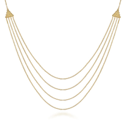 14K Yellow Gold Bujukan Multi Row Swag Necklace