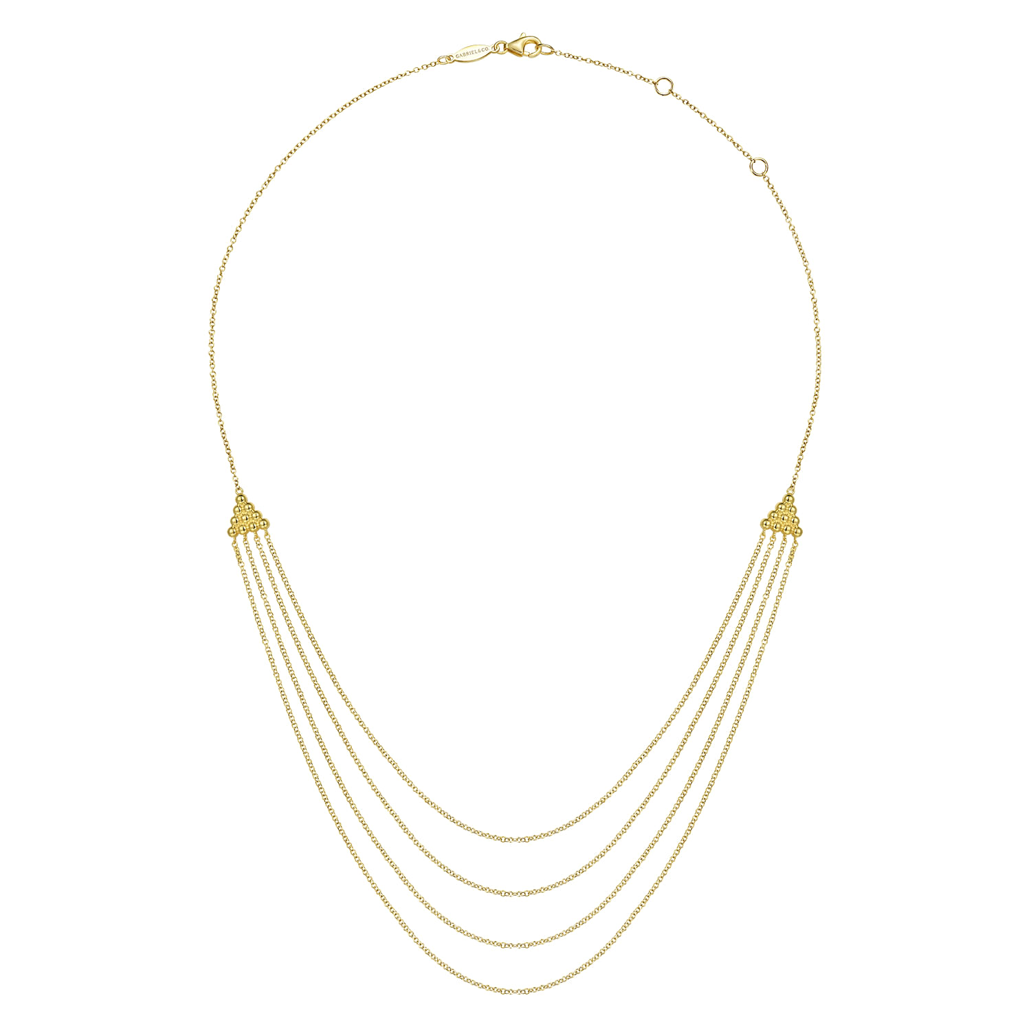 14K Yellow Gold Bujukan Multi Row Swag Necklace