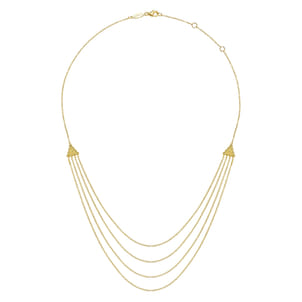 14K Yellow Gold Bujukan Multi Row Swag Necklace