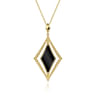 14K Yellow Gold Bujukan Onyx Rhombus Pendant Necklace