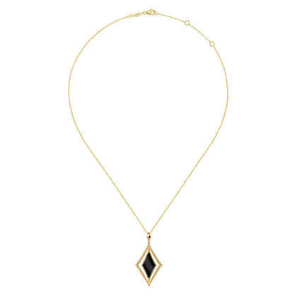 14K Yellow Gold Bujukan Onyx Rhombus Pendant Necklace