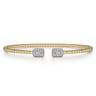 14K Yellow Gold Bujukan Open Cuff Bracelet with Diamond Baguettes - 0.3 ct