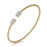 14K Yellow Gold Bujukan Open Cuff Bracelet with Diamond Baguettes - 0.3 ct