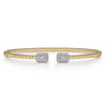 14K Yellow Gold Bujukan Open Cuff Bracelet with Diamond Baguettes - 0.3 ct