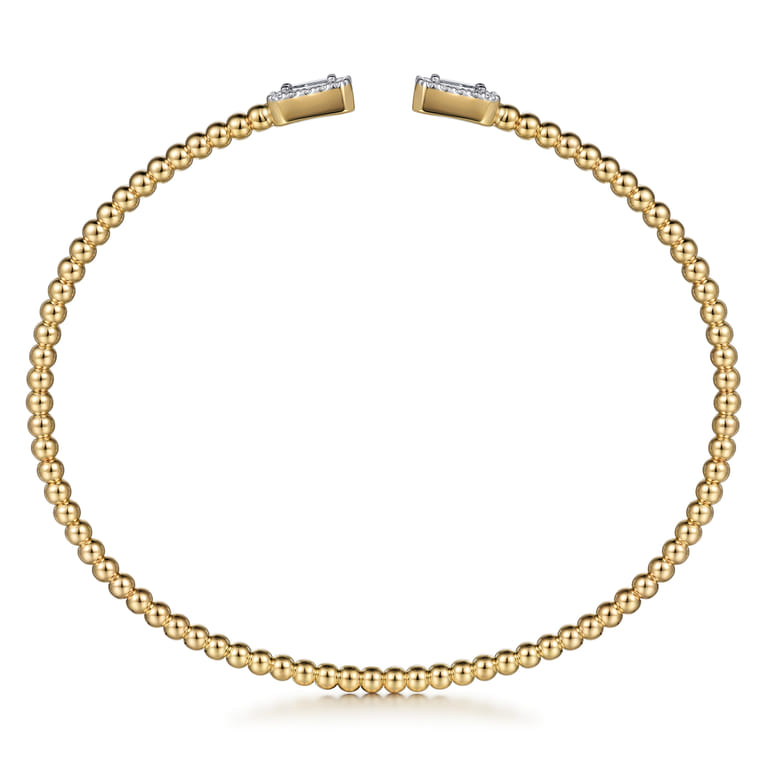 14K Yellow Gold Bujukan Open Cuff Bracelet with Diamond Baguettes - 0.3 ct - Shot 3