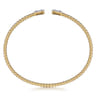 14K Yellow Gold Bujukan Open Cuff Bracelet with Diamond Baguettes - 0.3 ct
