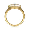 14K Yellow Gold Bujukan Oval Diamond Starburst Signet Ring - 0.13 ct