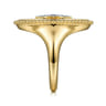 14K Yellow Gold Bujukan Oval Diamond Starburst Signet Ring - 0.13 ct