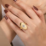 14K Yellow Gold Bujukan Oval Diamond Starburst Signet Ring - 0.13 ct