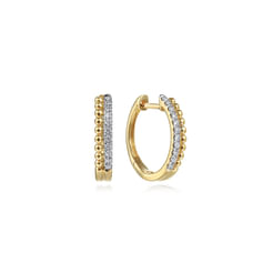 14K Yellow Gold Bujukan Pave 10mm Diamond Huggie Earrings