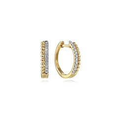 14K Yellow Gold Bujukan Pave 10mm Diamond Huggie Earrings