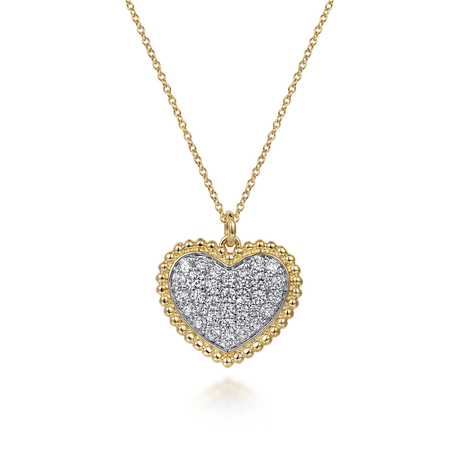 14K Yellow Gold Bujukan Pave Diamond Heart Necklace - 0.5 ct - Shot 1