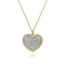 14K Yellow Gold Bujukan Pave Diamond Heart Necklace - 0.5 ct
