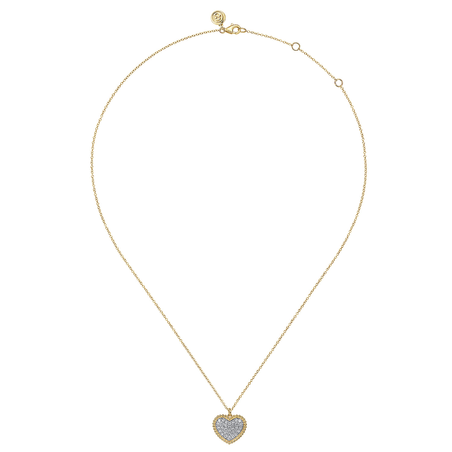 14K Yellow Gold Bujukan Pave Diamond Heart Necklace - 0.5 ct - Shot 2