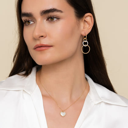 14K Yellow Gold Bujukan Pave Diamond Heart Necklace