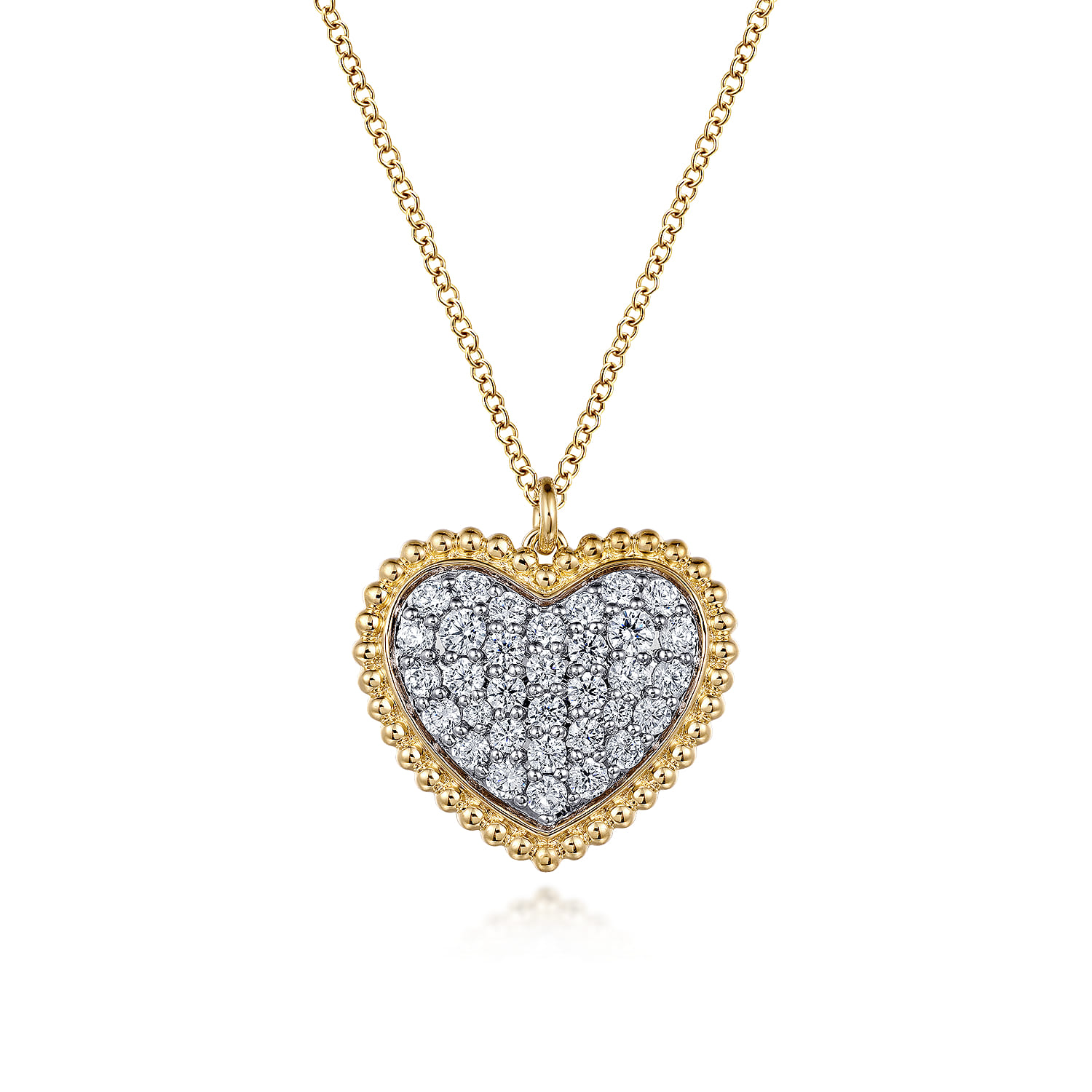14K Yellow Gold Bujukan Pave Diamond Heart Necklace - 1 ct - Shot 1