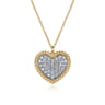 14K Yellow Gold Bujukan Pave Diamond Heart Necklace - 1 ct
