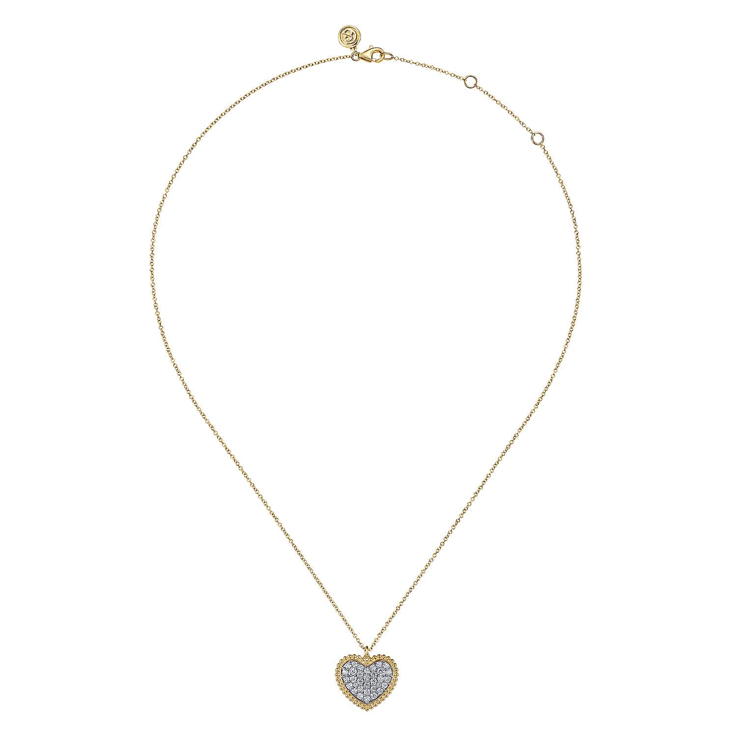 14K Yellow Gold Bujukan Pave Diamond Heart Necklace - 1 ct - Shot 2