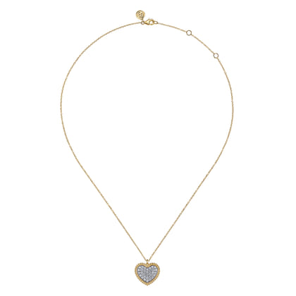 14K Yellow Gold Bujukan Pave Diamond Heart Necklace