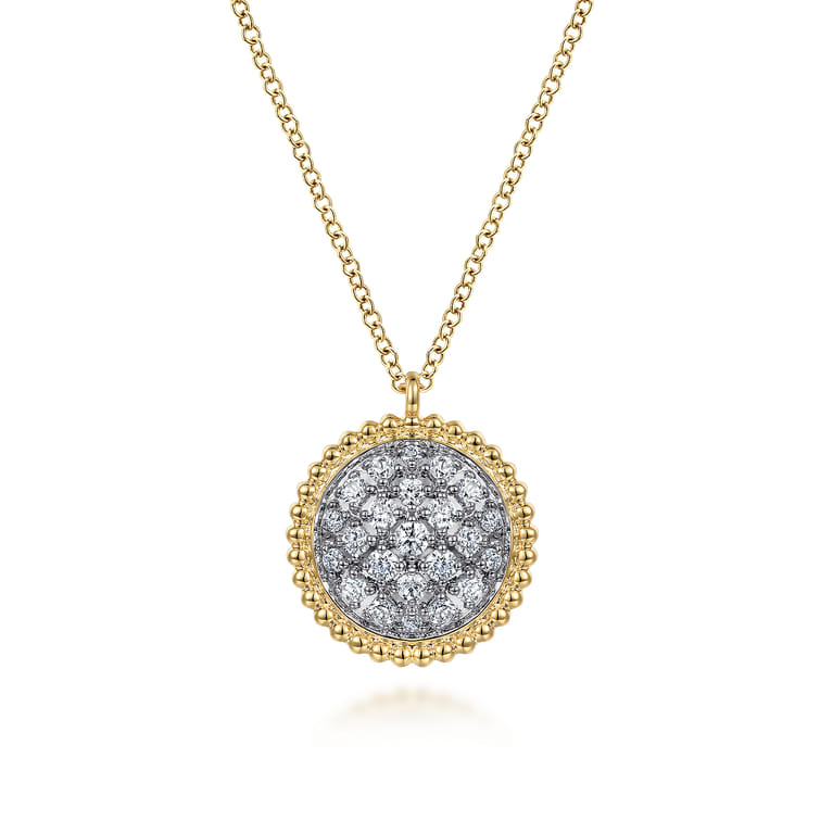 14K Yellow Gold Bujukan Pave Diamond Medallion Necklace - 0.5 ct - Shot 1