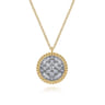 14K Yellow Gold Bujukan Pave Diamond Medallion Necklace - 0.5 ct