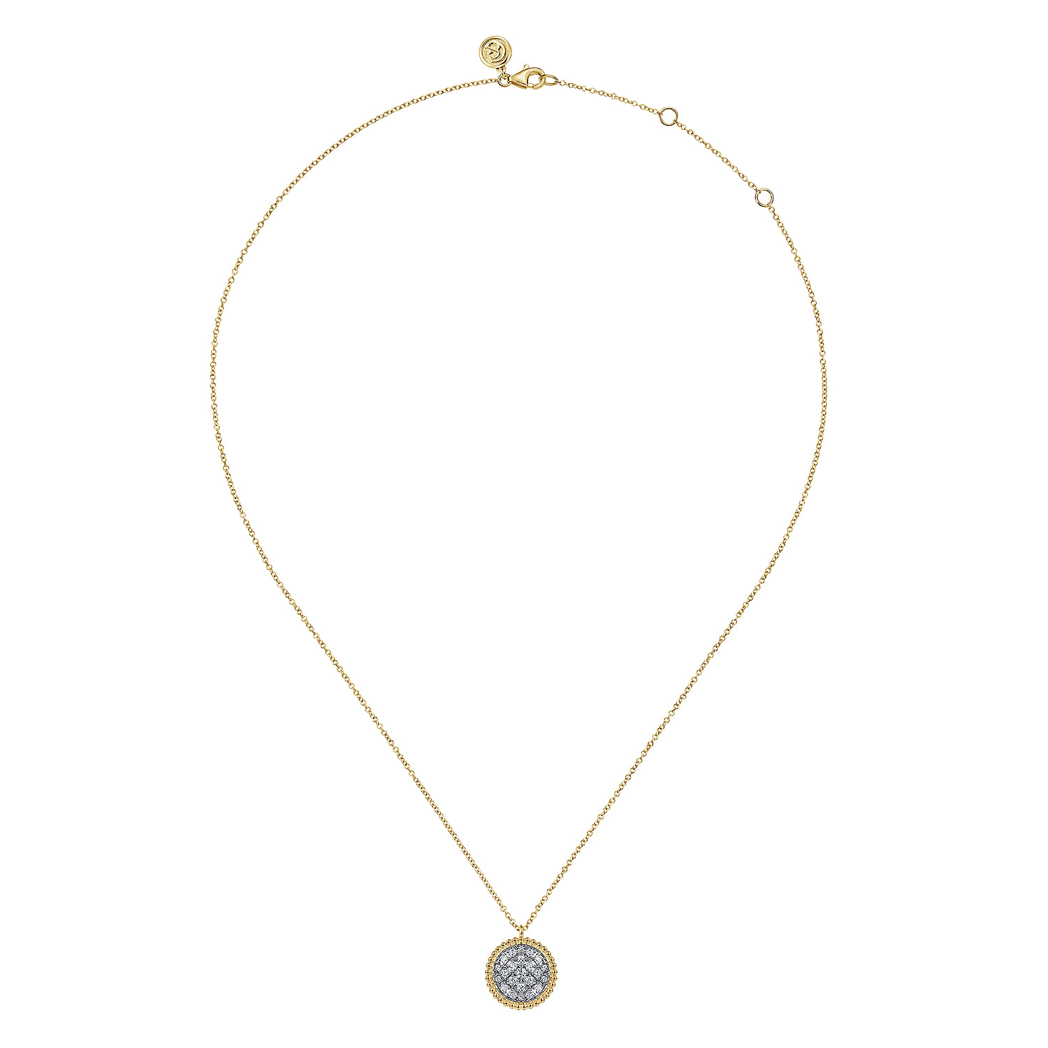 14K Yellow Gold Bujukan Pave Diamond Medallion Necklace - 0.5 ct - Shot 2