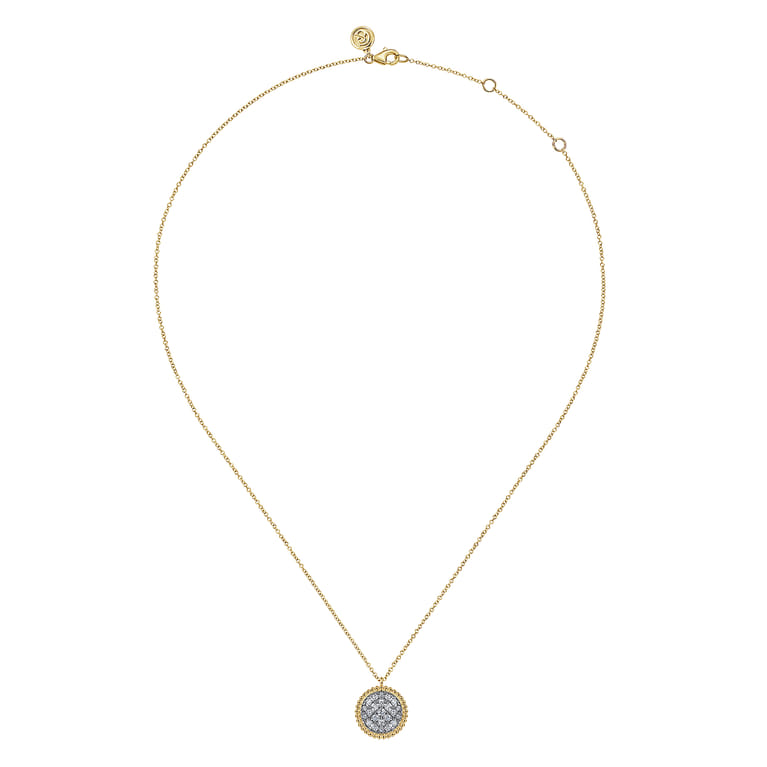 14K Yellow Gold Bujukan Pave Diamond Medallion Necklace - 0.5 ct - Shot 2