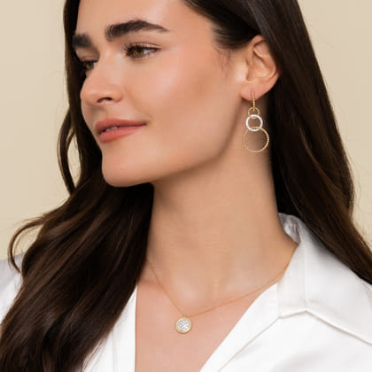 14K Yellow Gold Bujukan Pave Diamond Medallion Necklace