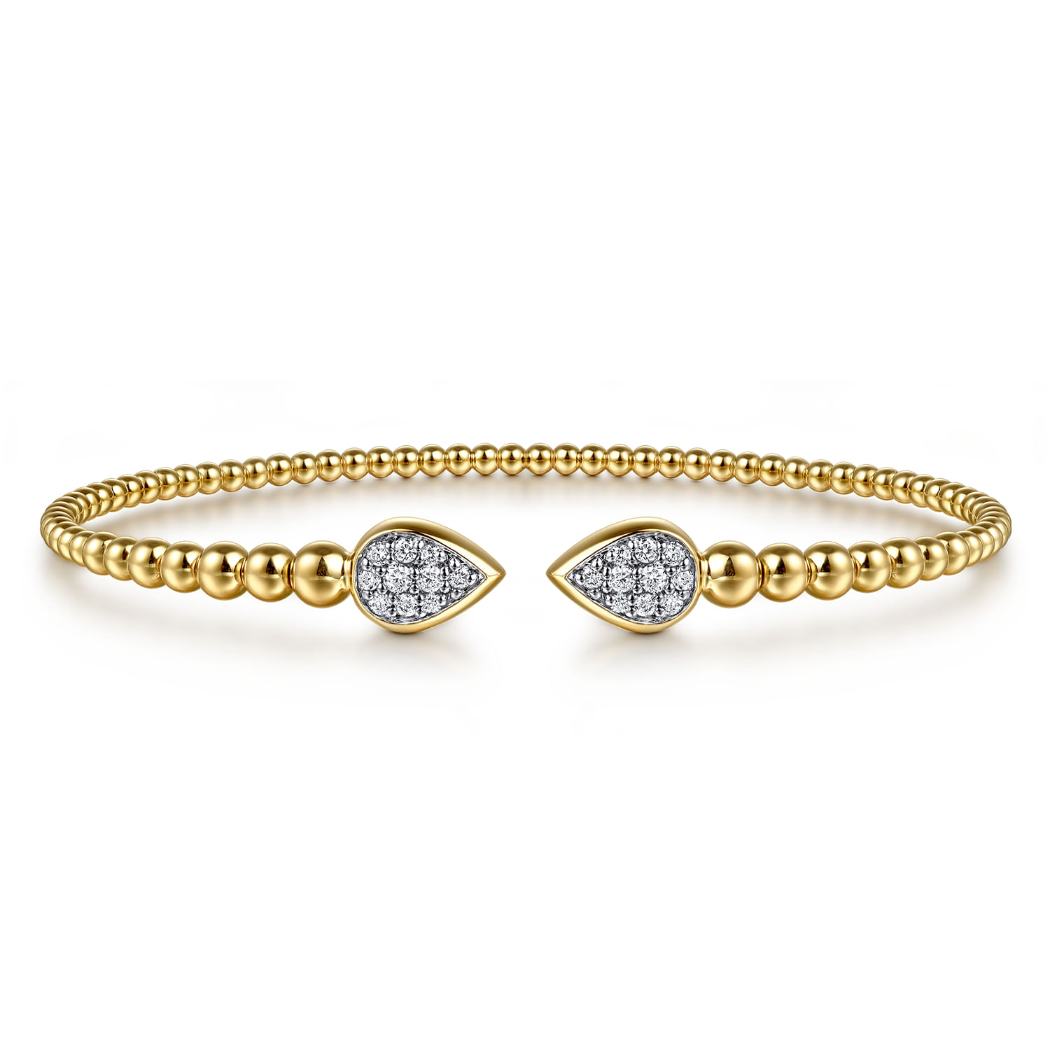 14K Yellow Gold Bujukan Pave Diamond Split Bangle Bracelet