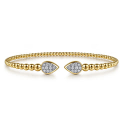 14K Yellow Gold Bujukan Pave Diamond Split Bangle Bracelet