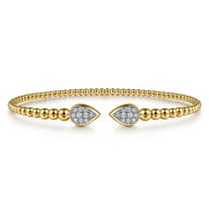 14K Yellow Gold Bujukan Pave Diamond Split Bangle Bracelet