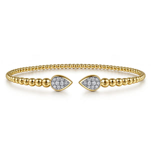14K Yellow Gold Bujukan Pave Diamond Split Bangle Bracelet