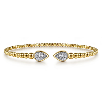14K Yellow Gold Bujukan Pave Diamond Split Bangle Bracelet