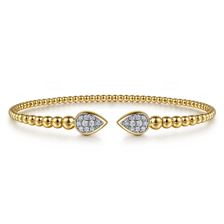 14K Yellow Gold Bujukan Pave Diamond Split Bangle Bracelet - 0.25 ct - Shot 1