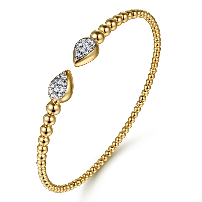 14K Yellow Gold Bujukan Pave Diamond Split Bangle Bracelet - 0.25 ct - Shot 2