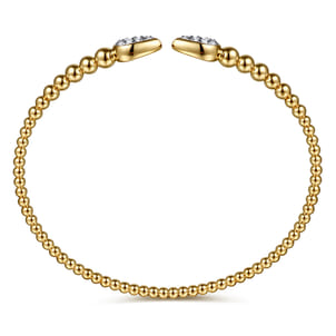 14K Yellow Gold Bujukan Pave Diamond Split Bangle Bracelet