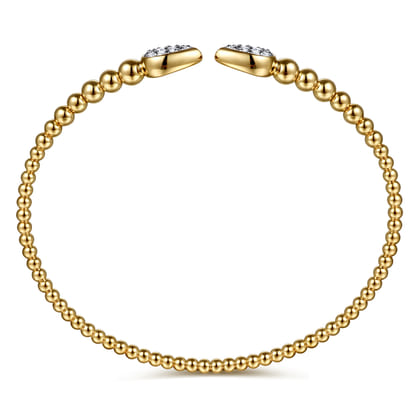 14K Yellow Gold Bujukan Pave Diamond Split Bangle Bracelet