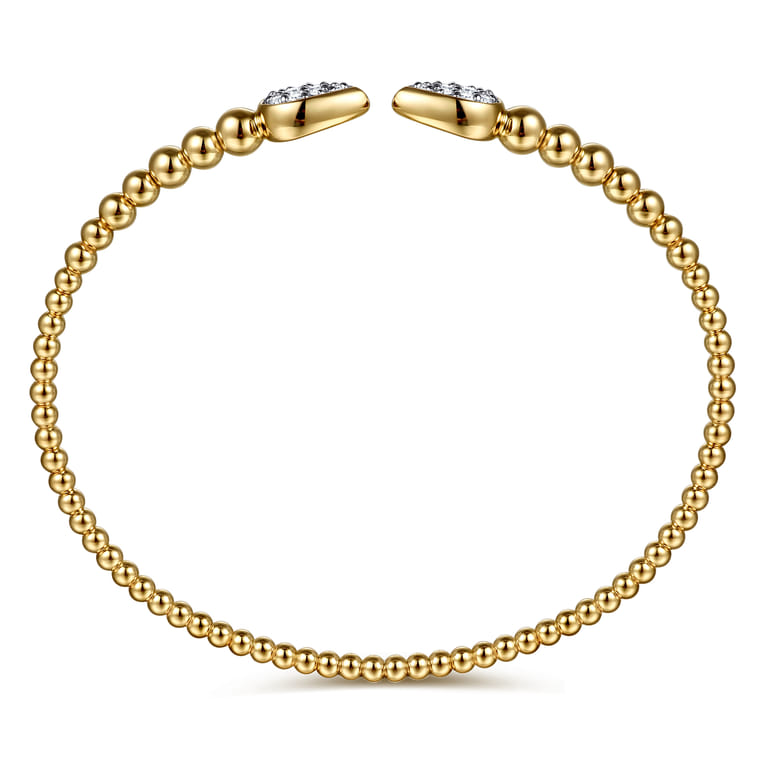 14K Yellow Gold Bujukan Pave Diamond Split Bangle Bracelet - 0.25 ct - Shot 3