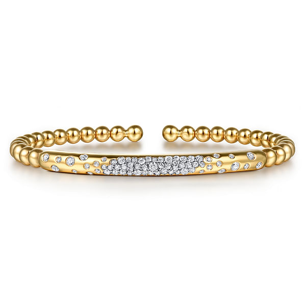 14K Yellow Gold Bujukan Pave Diamond Split Bangle Bracelet @ $3900 ...