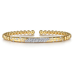 14K Yellow Gold Bujukan Pave Diamond Split Bangle Bracelet