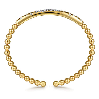 14K Yellow Gold Bujukan Pave Diamond Split Bangle Bracelet