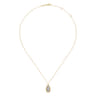 14K Yellow Gold Bujukan Pave Diamond Teardrop Pendant Necklace - 0.25 ct