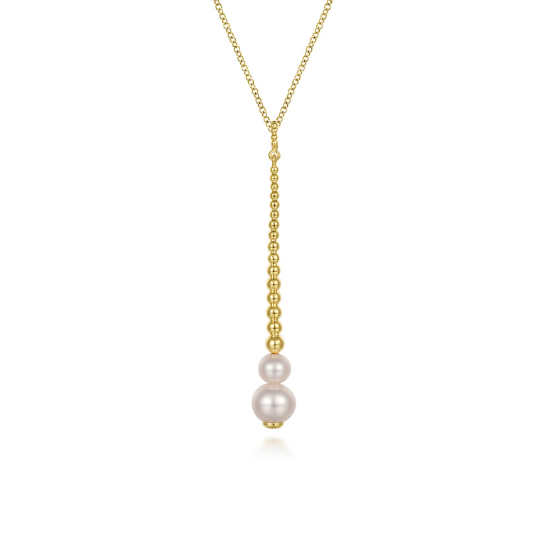 14K Yellow Gold Bujukan Pearl Drop Necklace - Shot 1