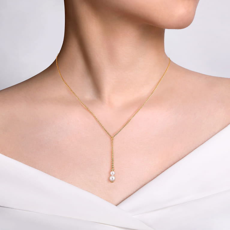 14K Yellow Gold Bujukan Pearl Drop Necklace - Shot 3