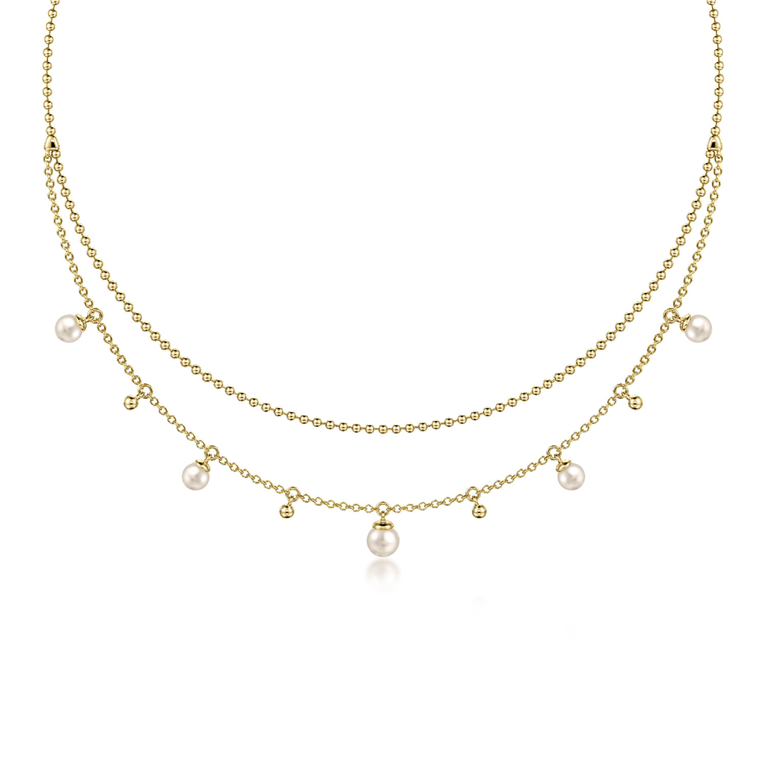 14K Yellow Gold Bujukan Pearl Layered Necklace