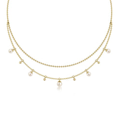 14K Yellow Gold Bujukan Pearl Layered Necklace