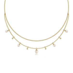 14K Yellow Gold Bujukan Pearl Layered Necklace